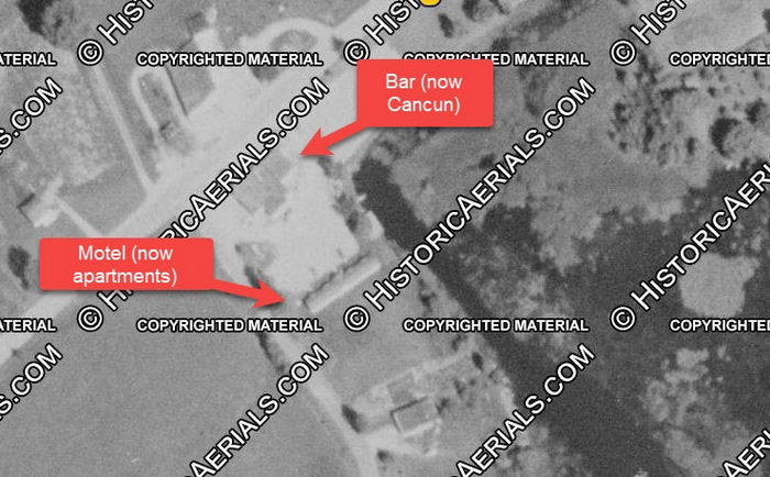 Lakeview Bar and Motel (Cancun, Lobdell Lake Motel, Lakeview Motel) - 1955 Aerial (newer photo)